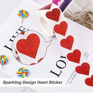 50 stickers- Red hearts Stickers - 1.5  inch